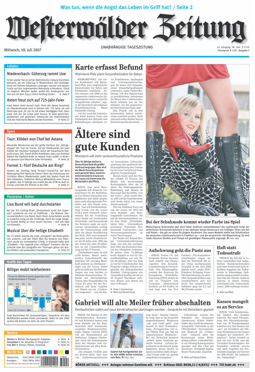 Westerwälder Zeitung vom Mittwoch, 18.07.2007