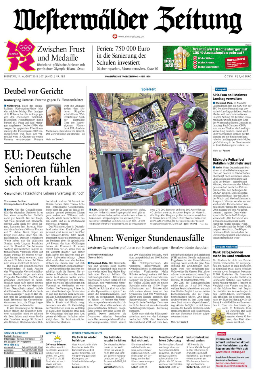 Westerwälder Zeitung vom Dienstag, 14.08.2012