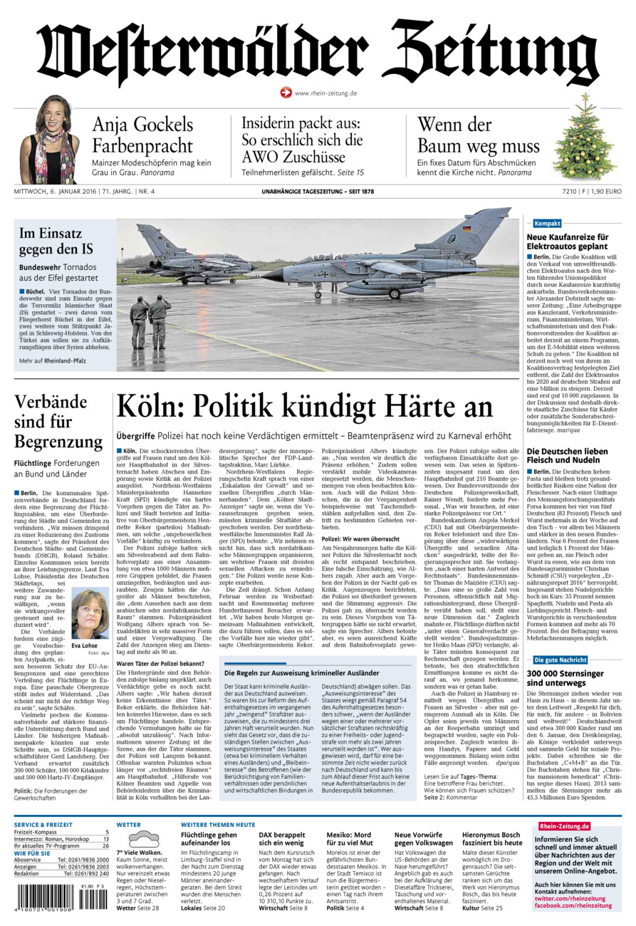 Westerwälder Zeitung vom Mittwoch, 06.01.2016