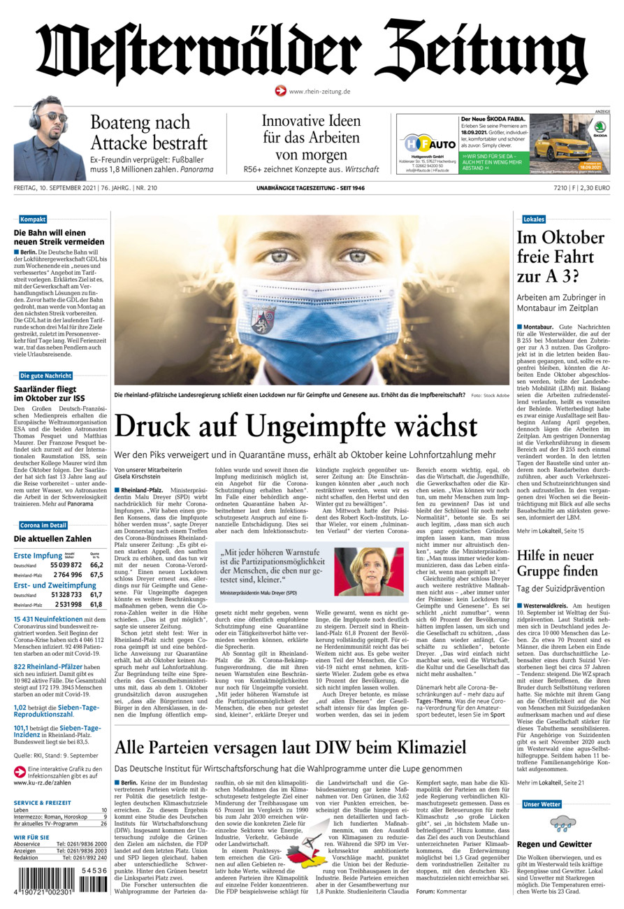 Westerwälder Zeitung vom Freitag, 10.09.2021