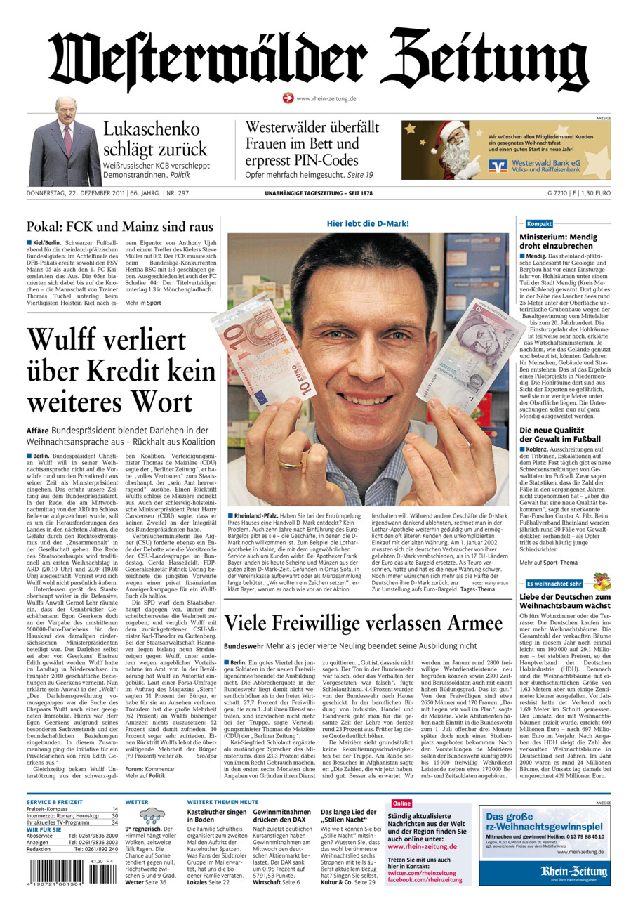 Westerwälder Zeitung vom Donnerstag, 22.12.2011
