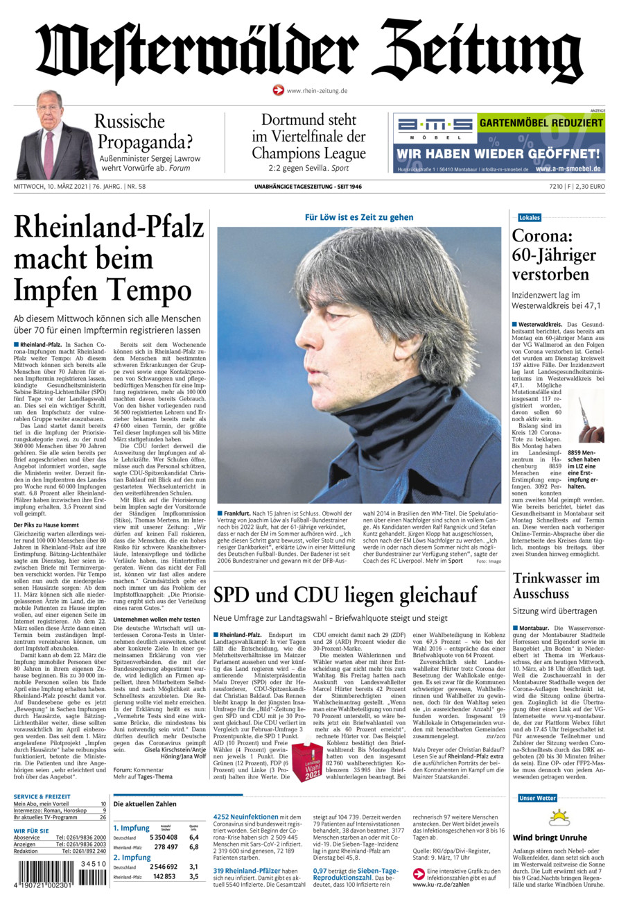 Westerwälder Zeitung vom Mittwoch, 10.03.2021