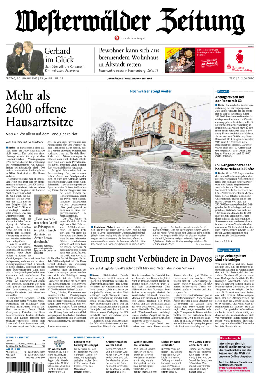 Westerwälder Zeitung vom Freitag, 26.01.2018