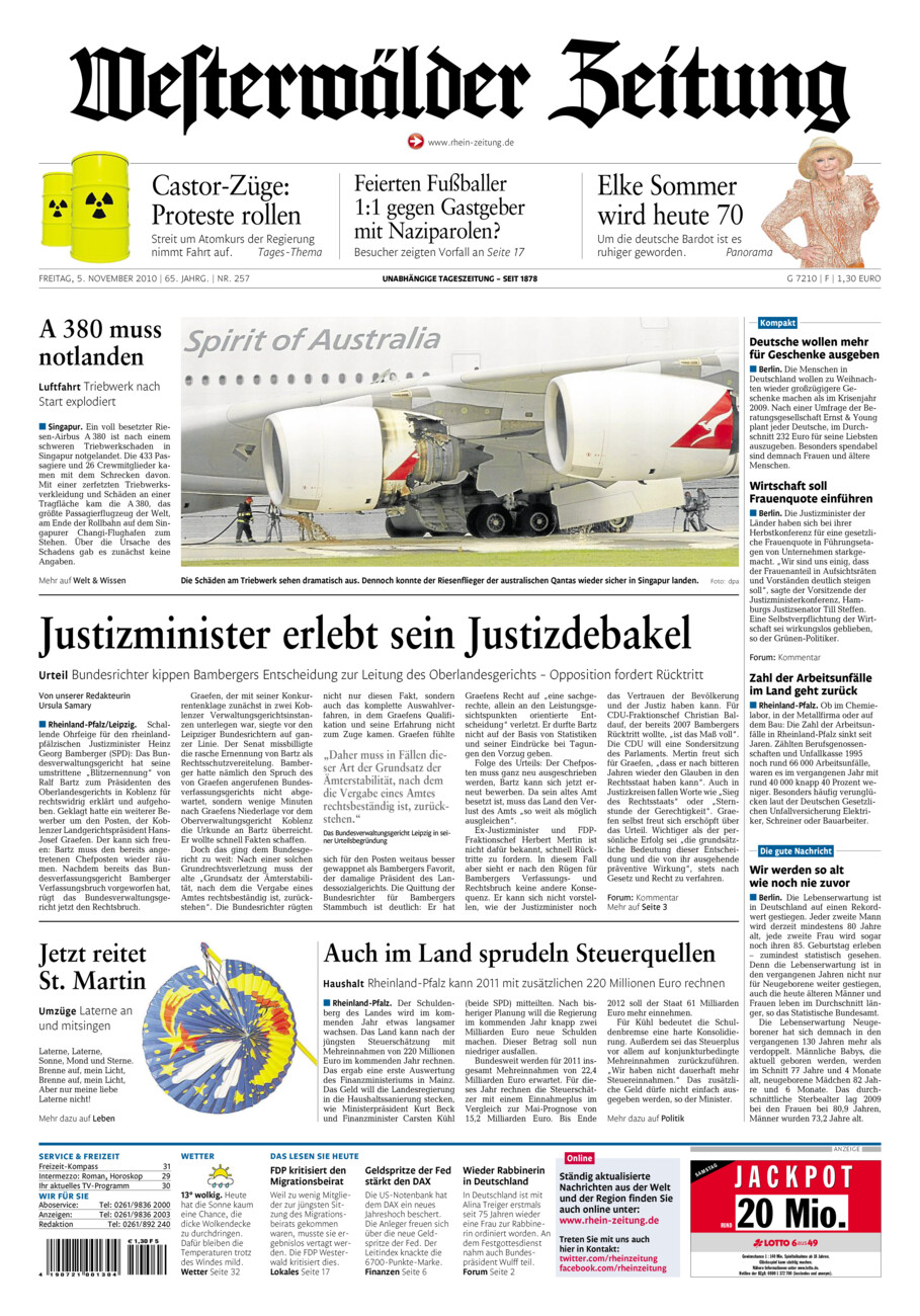 Westerwälder Zeitung vom Freitag, 05.11.2010