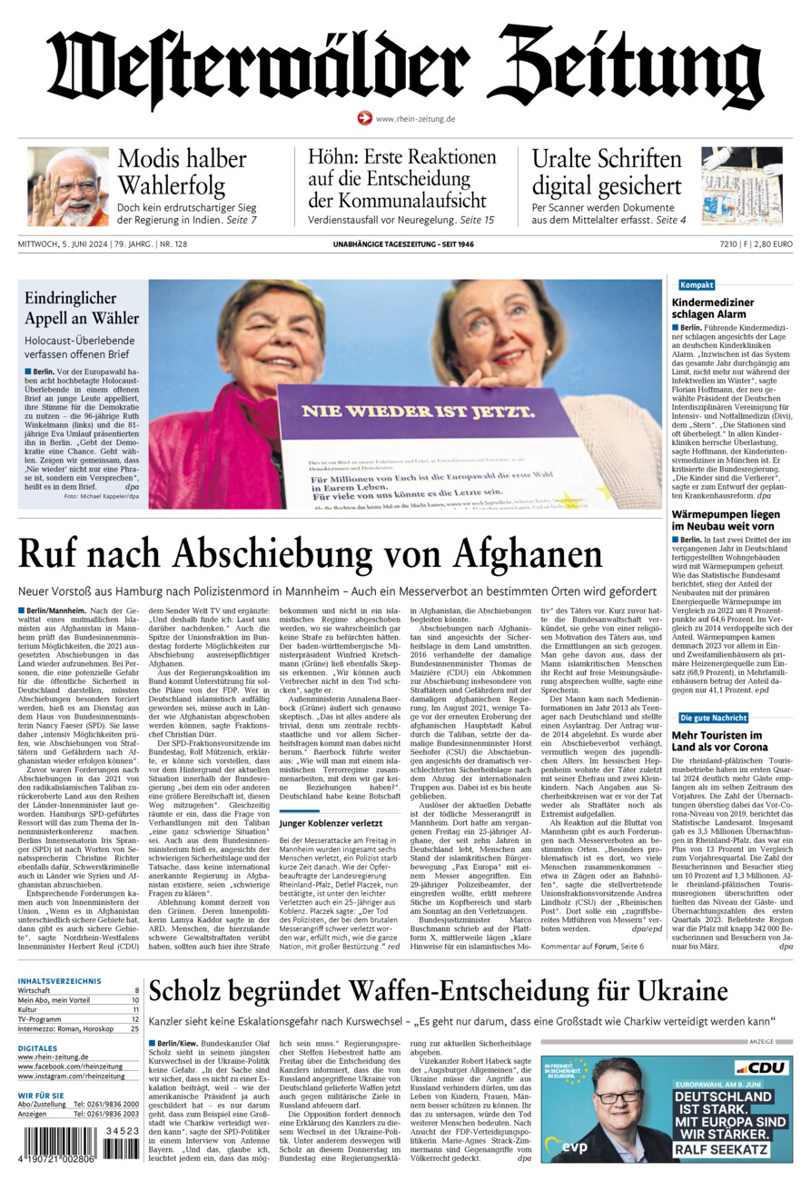 Westerwälder Zeitung vom Mittwoch, 05.06.2024