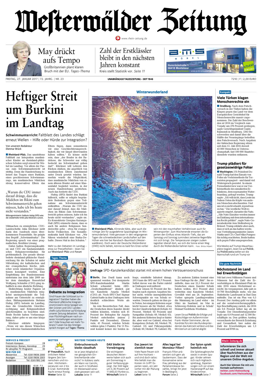 Westerwälder Zeitung vom Freitag, 27.01.2017