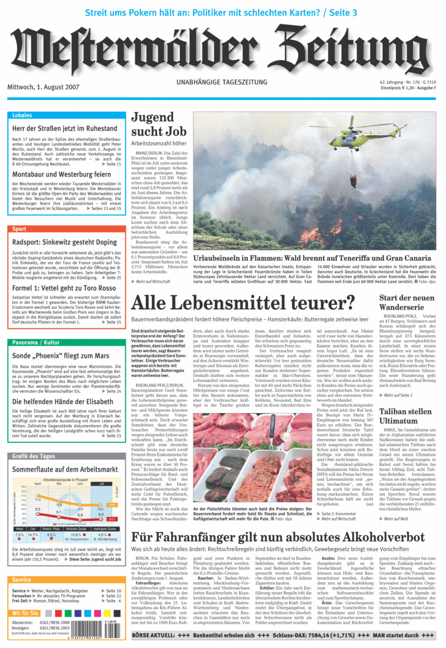 Westerwälder Zeitung vom Mittwoch, 01.08.2007