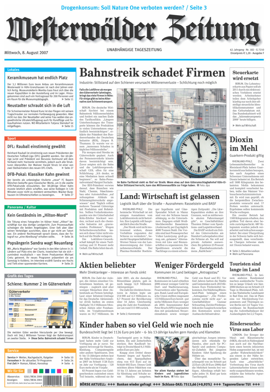 Westerwälder Zeitung vom Mittwoch, 08.08.2007