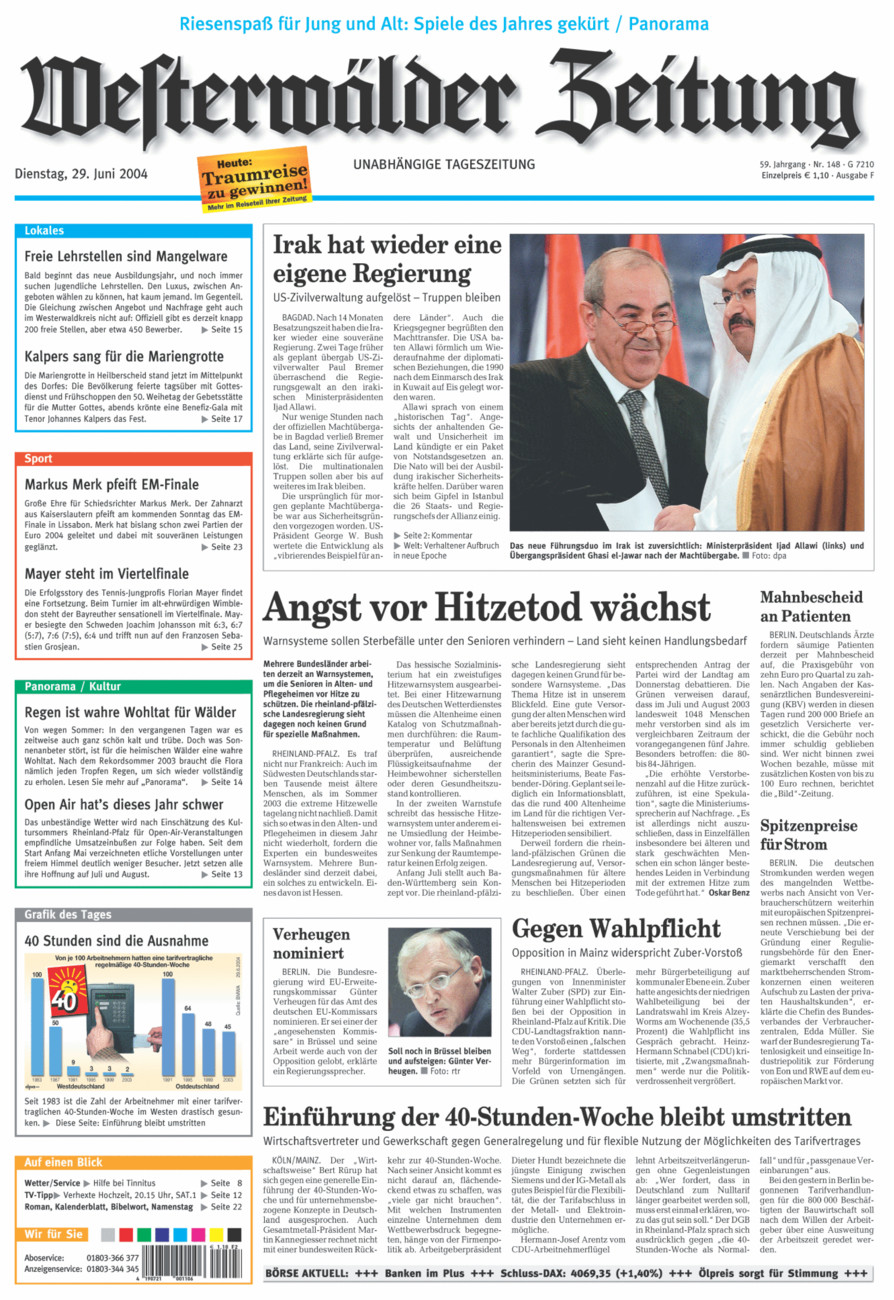 Westerwälder Zeitung vom Dienstag, 29.06.2004