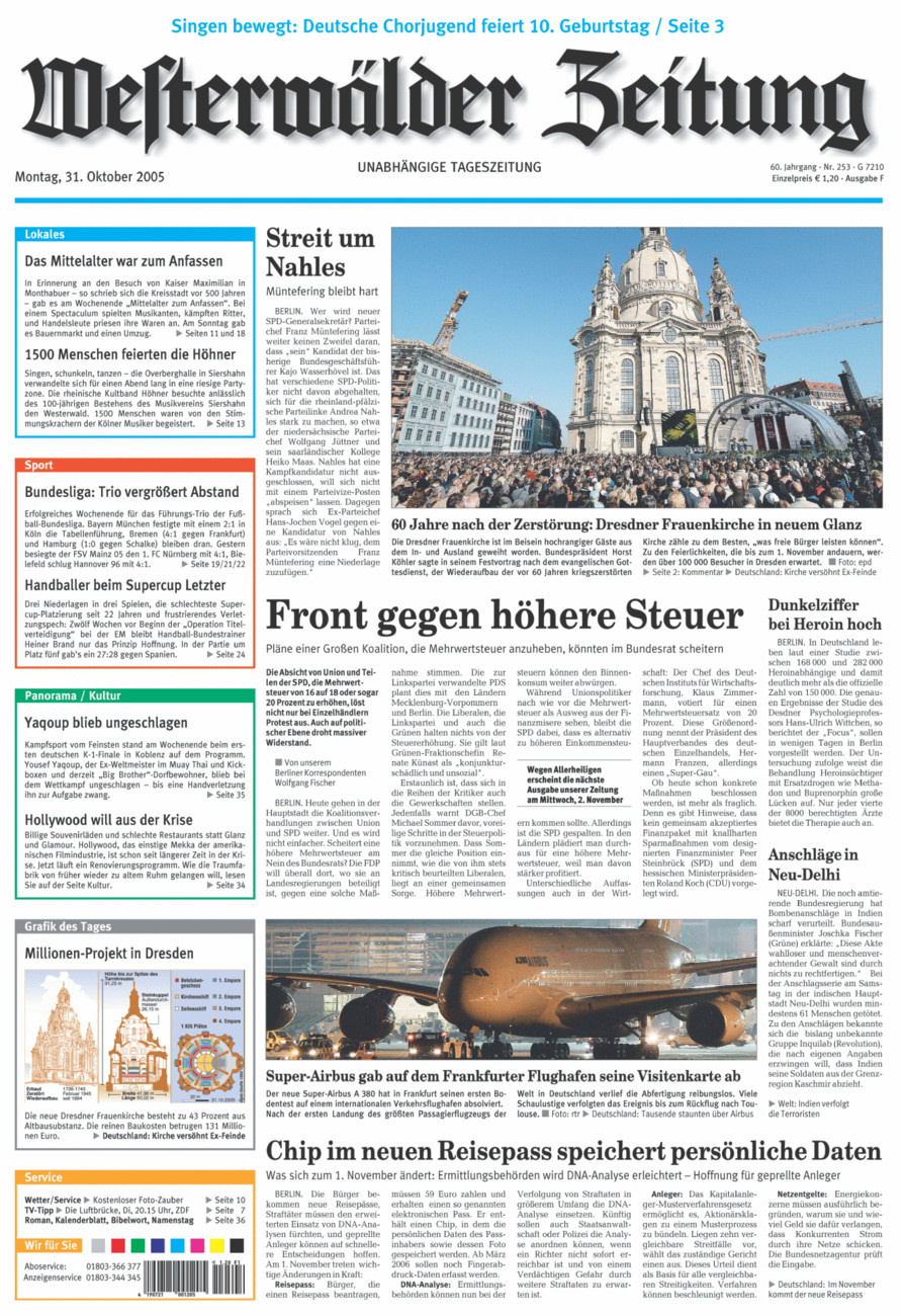 Westerwälder Zeitung vom Montag, 31.10.2005