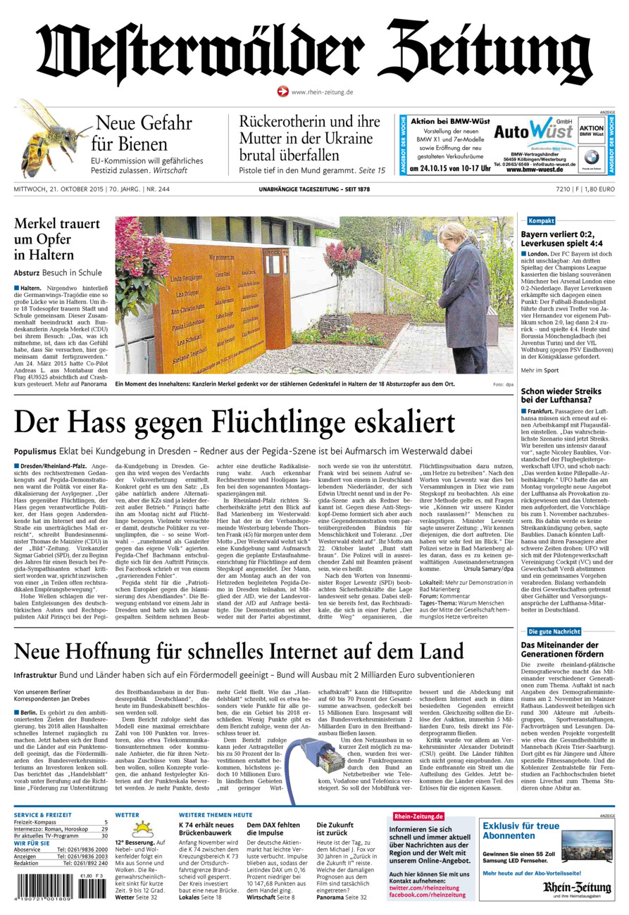 Westerwälder Zeitung vom Mittwoch, 21.10.2015