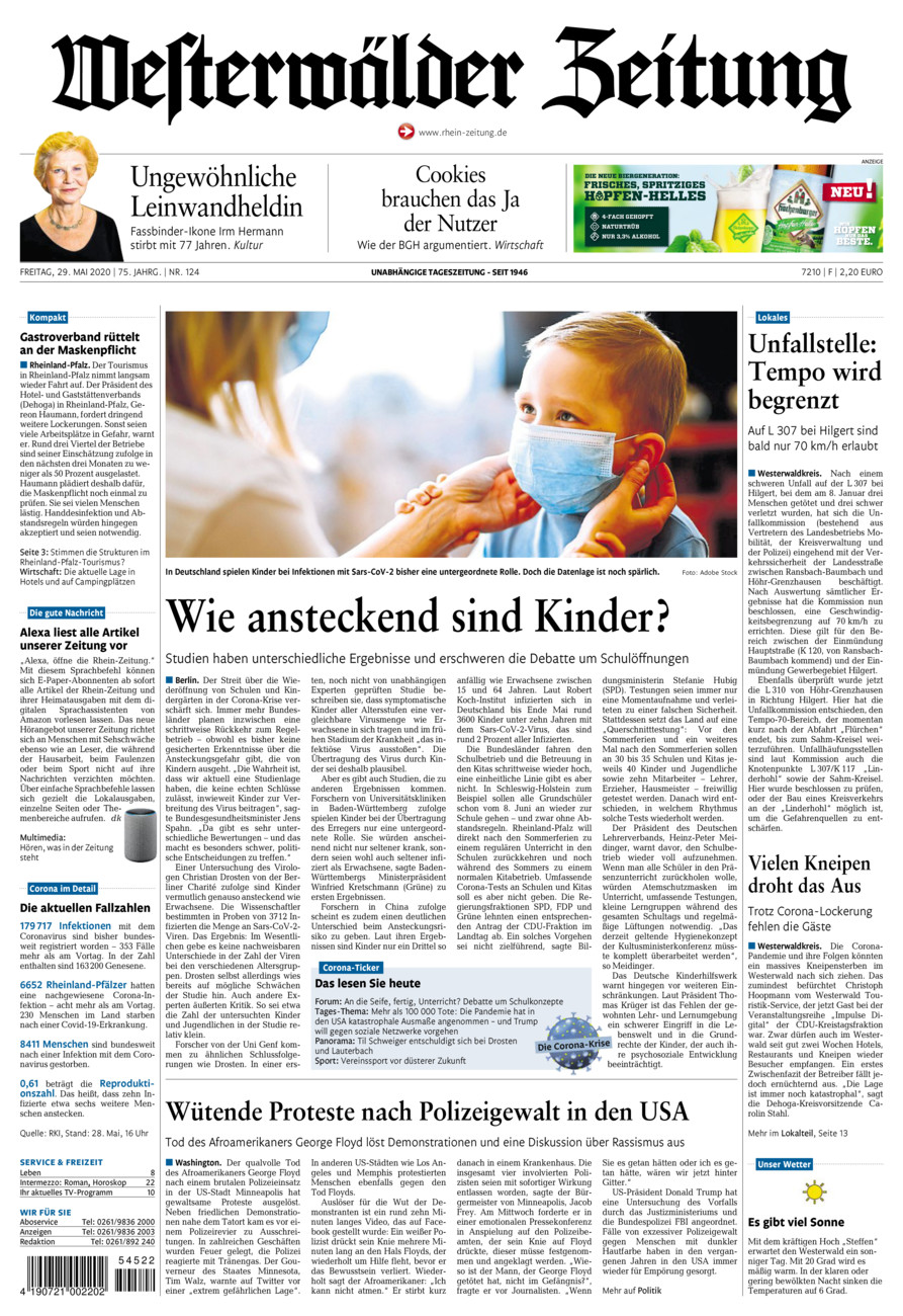 Westerwälder Zeitung vom Freitag, 29.05.2020