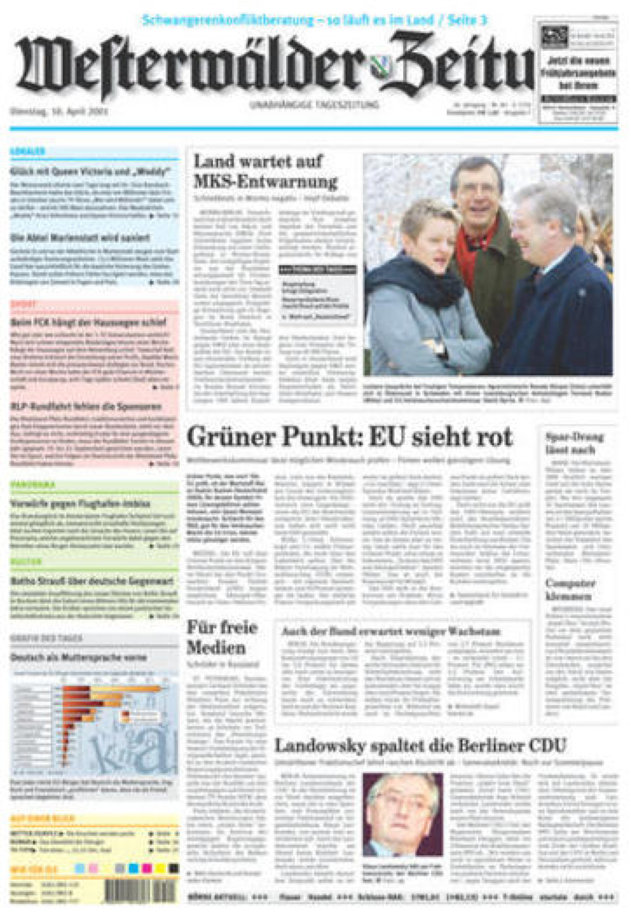 Westerwälder Zeitung vom Dienstag, 10.04.2001