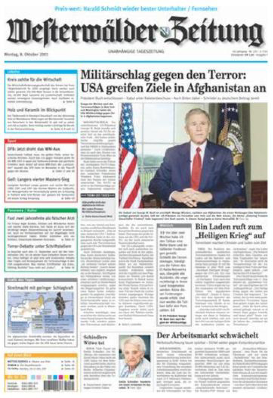 Westerwälder Zeitung vom Montag, 08.10.2001