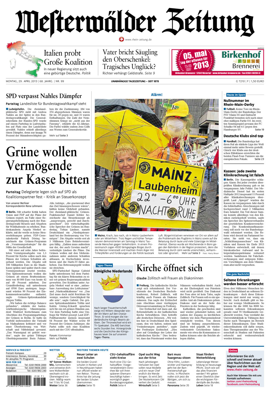Westerwälder Zeitung vom Montag, 29.04.2013