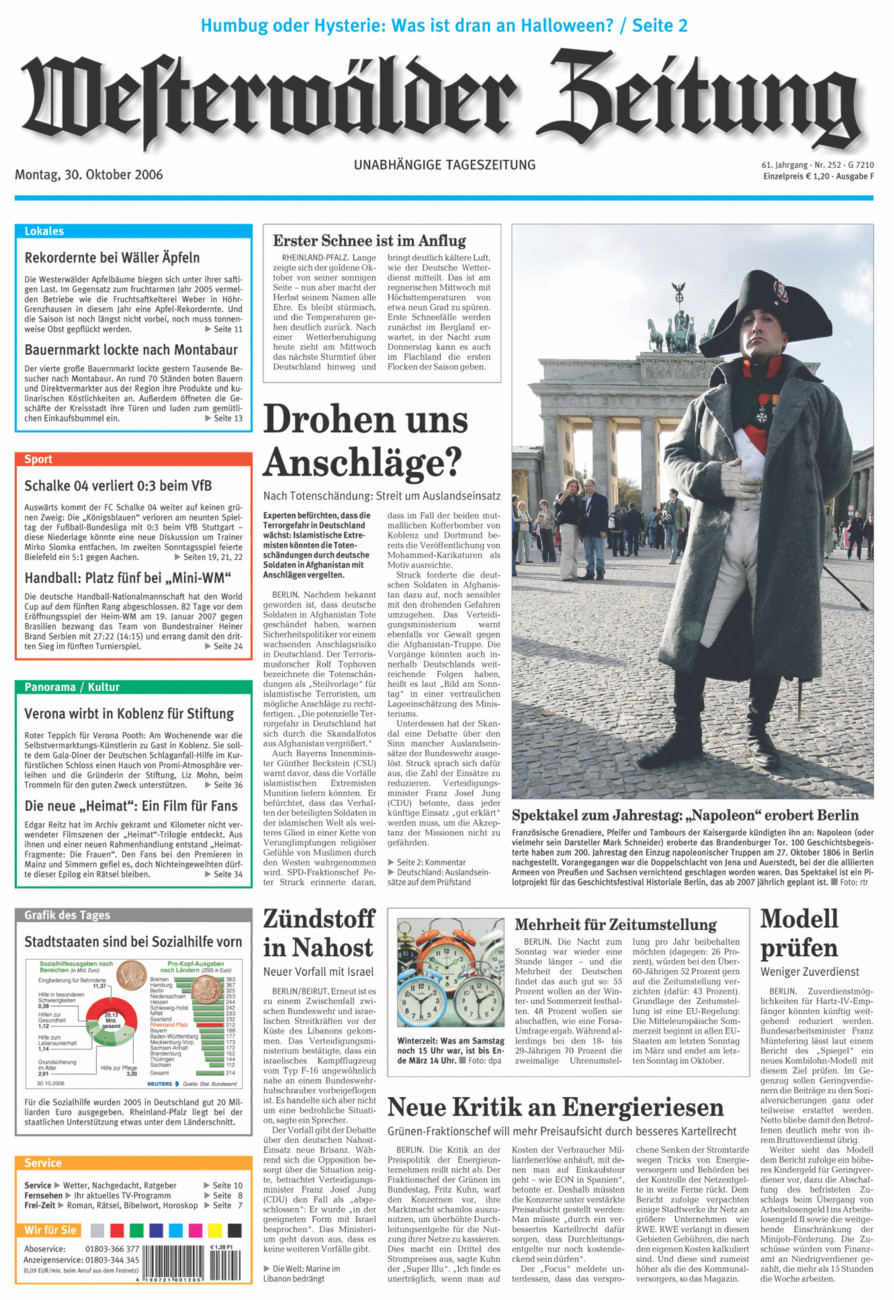 Westerwälder Zeitung vom Montag, 30.10.2006