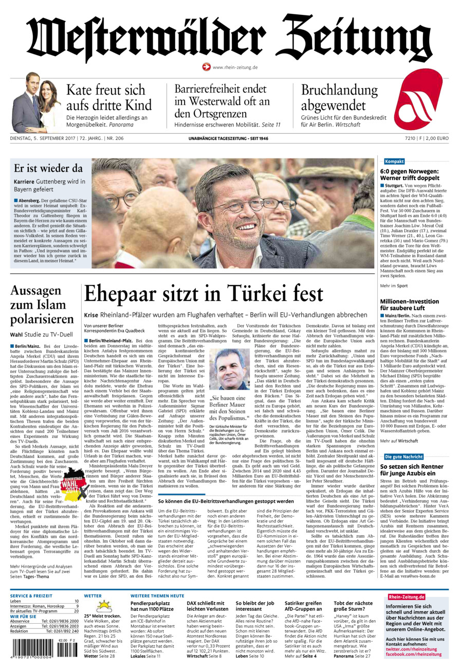 Westerwälder Zeitung vom Dienstag, 05.09.2017