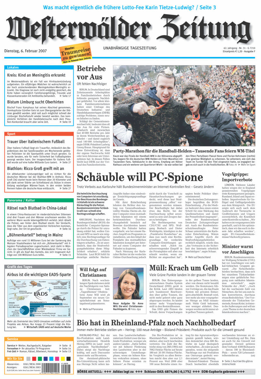 Westerwälder Zeitung vom Dienstag, 06.02.2007