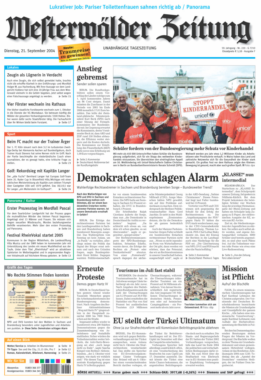 Westerwälder Zeitung vom Dienstag, 21.09.2004