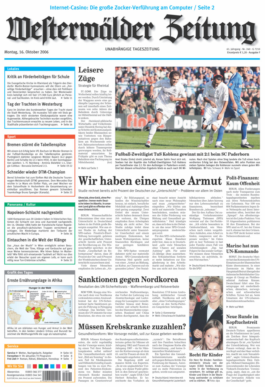 Westerwälder Zeitung vom Montag, 16.10.2006