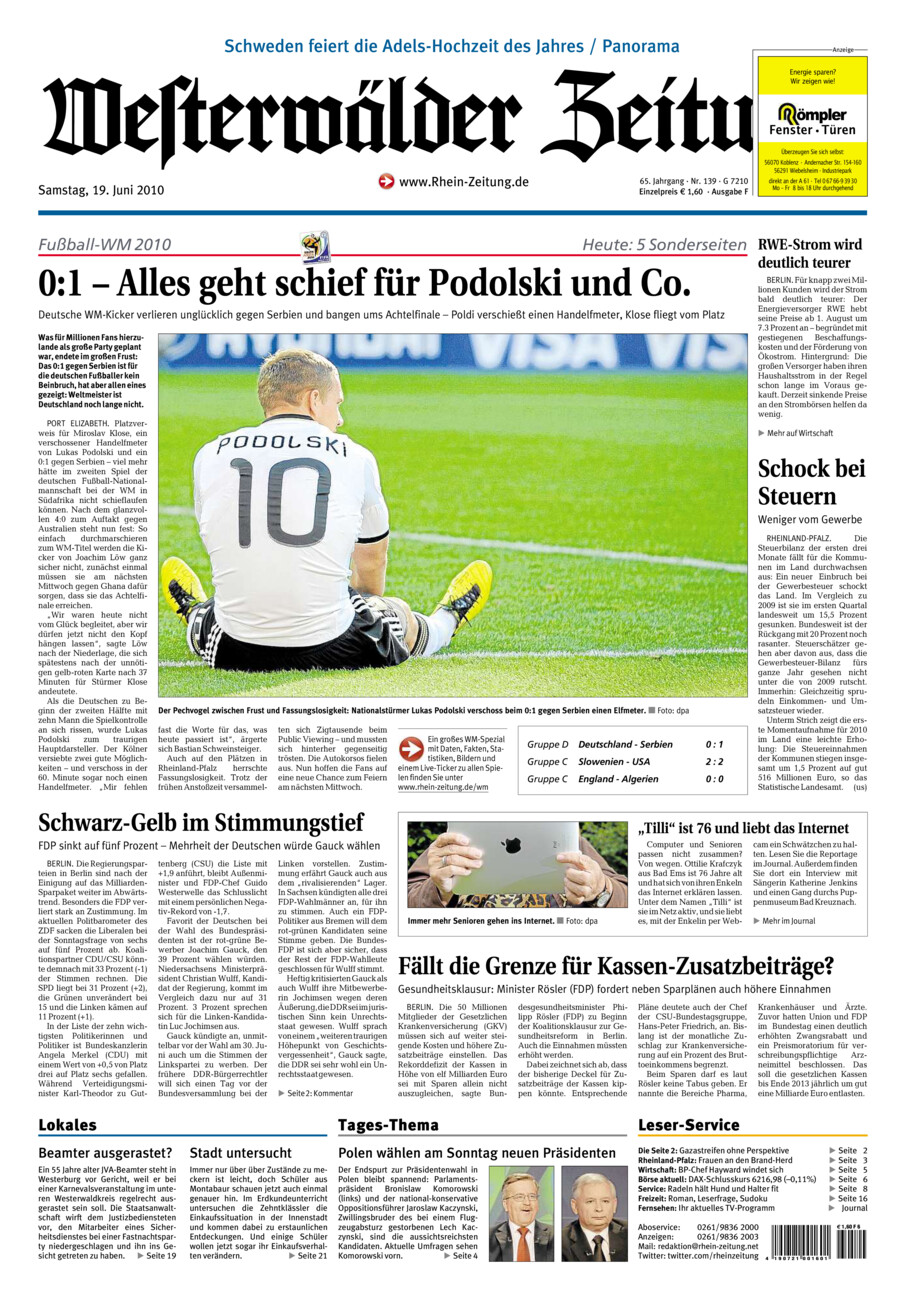 Westerwälder Zeitung vom Samstag, 19.06.2010