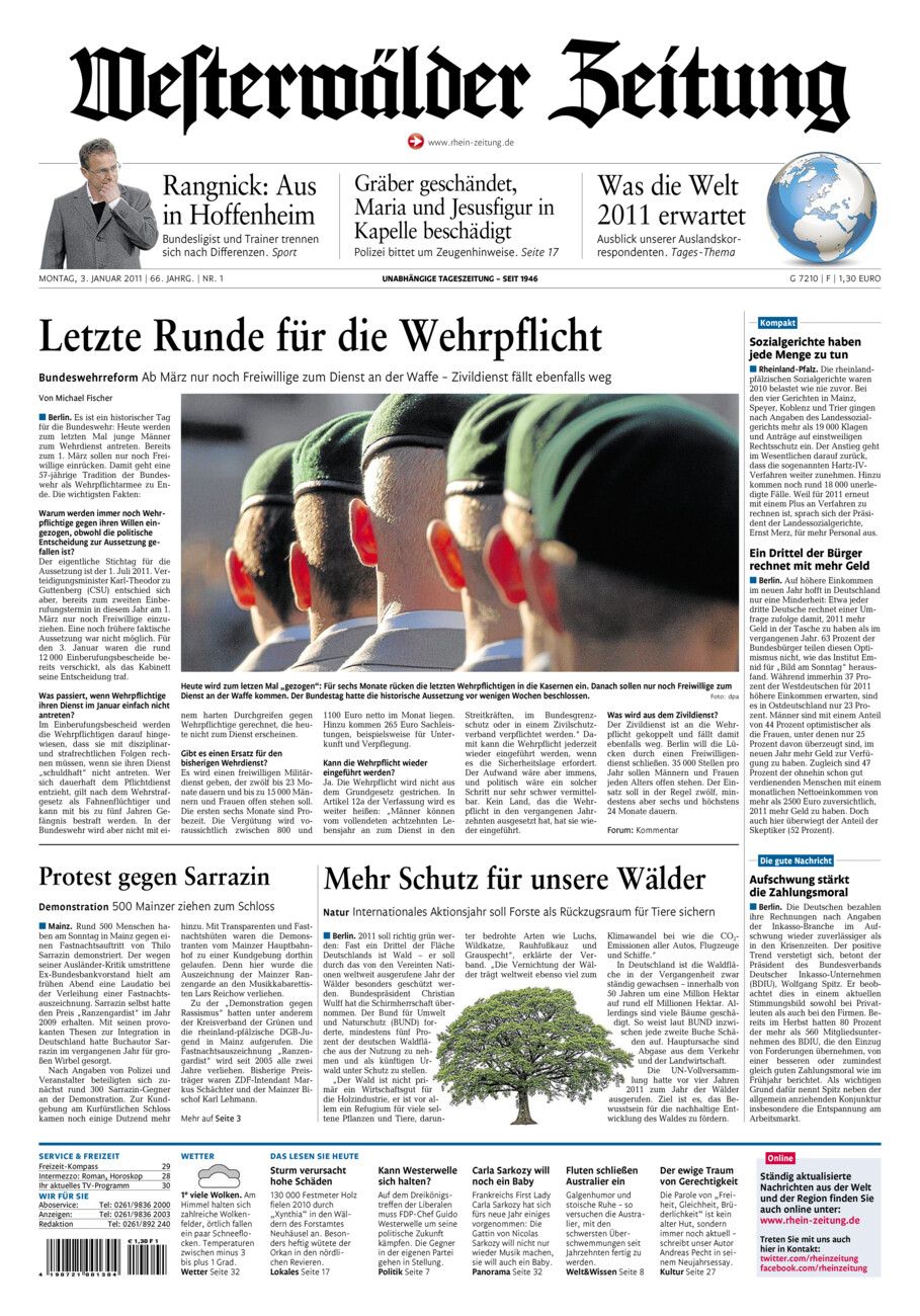Westerwälder Zeitung vom Montag, 03.01.2011