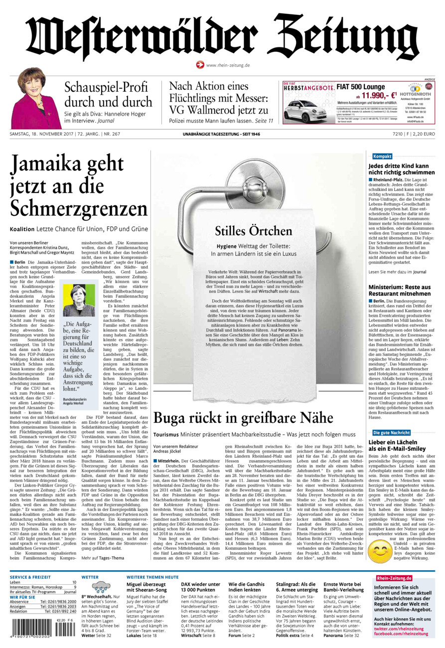 Westerwälder Zeitung vom Samstag, 18.11.2017