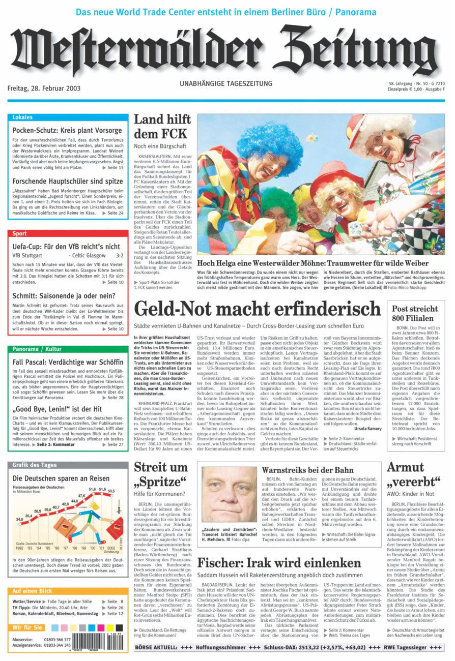 Westerwälder Zeitung vom Freitag, 28.02.2003