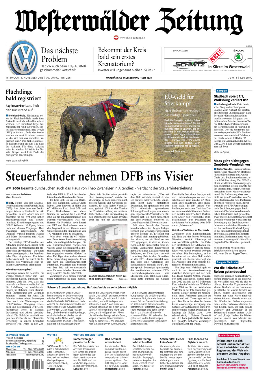 Westerwälder Zeitung vom Mittwoch, 04.11.2015