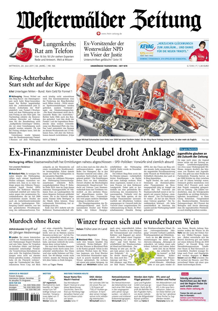Westerwälder Zeitung vom Mittwoch, 20.07.2011