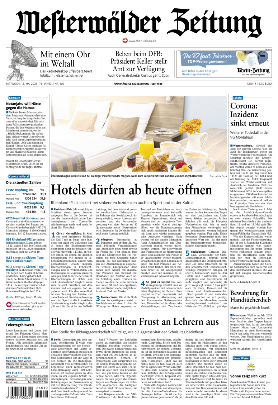Westerwälder Zeitung vom Mittwoch, 12.05.2021
