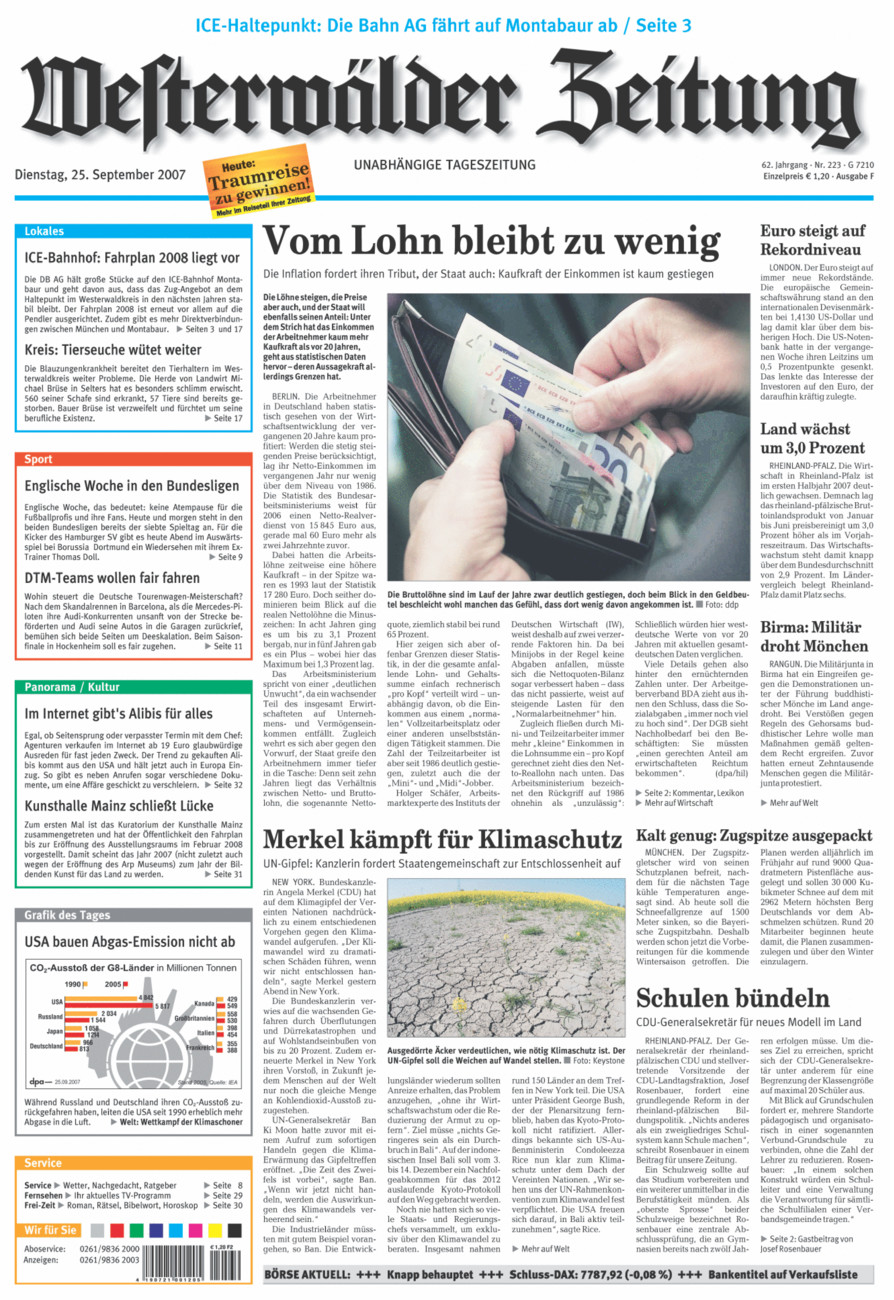 Westerwälder Zeitung vom Dienstag, 25.09.2007