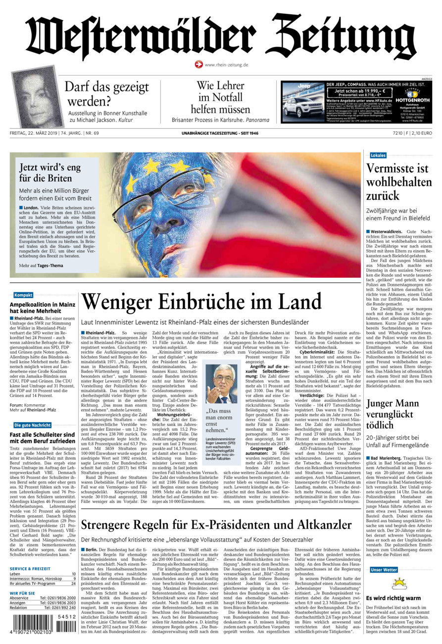 Westerwälder Zeitung vom Freitag, 22.03.2019