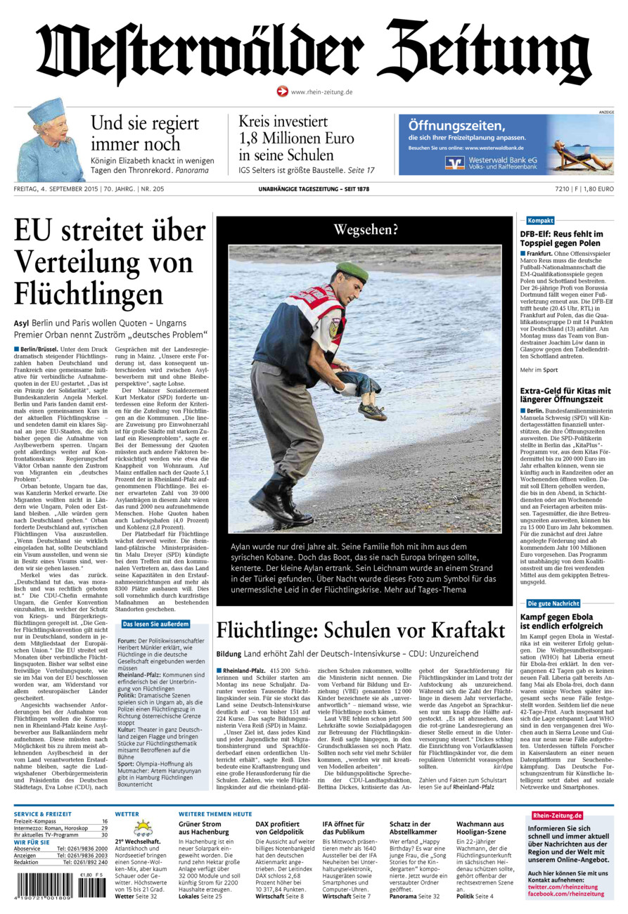 Westerwälder Zeitung vom Freitag, 04.09.2015