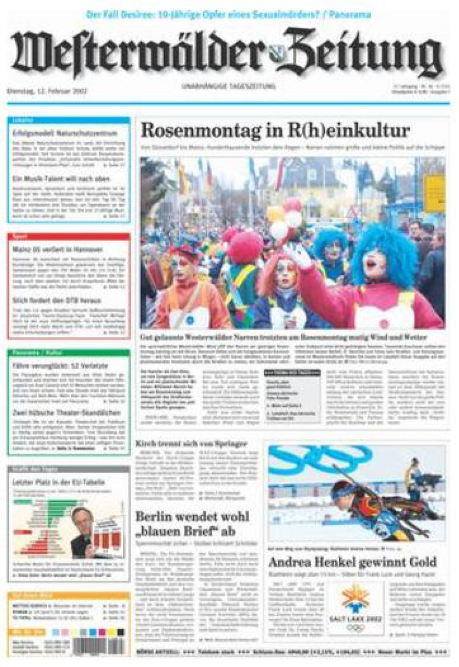 Westerwälder Zeitung vom Dienstag, 12.02.2002