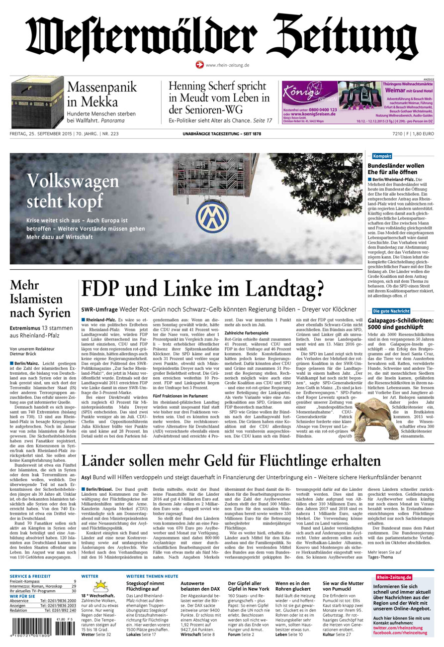 Westerwälder Zeitung vom Freitag, 25.09.2015