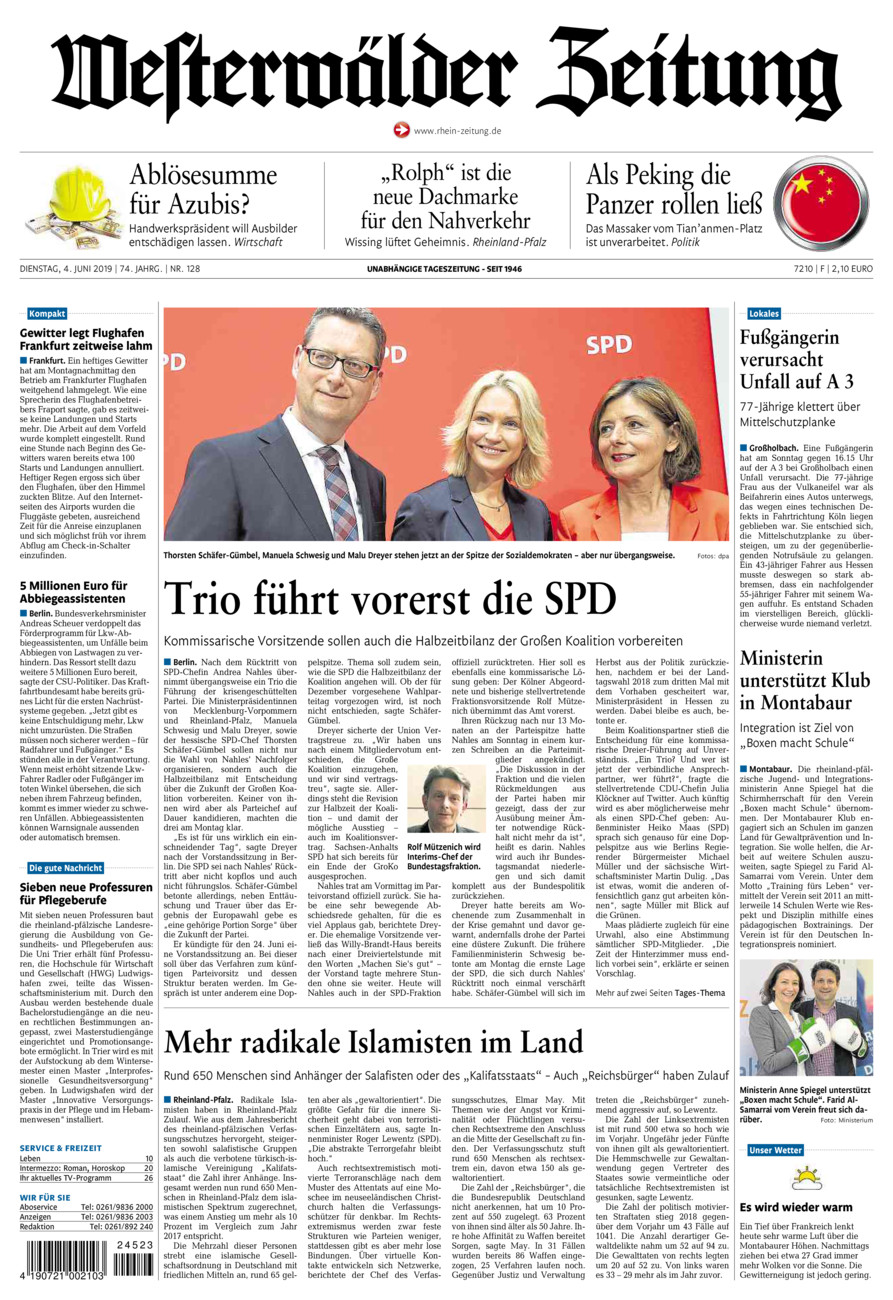 Westerwälder Zeitung vom Dienstag, 04.06.2019