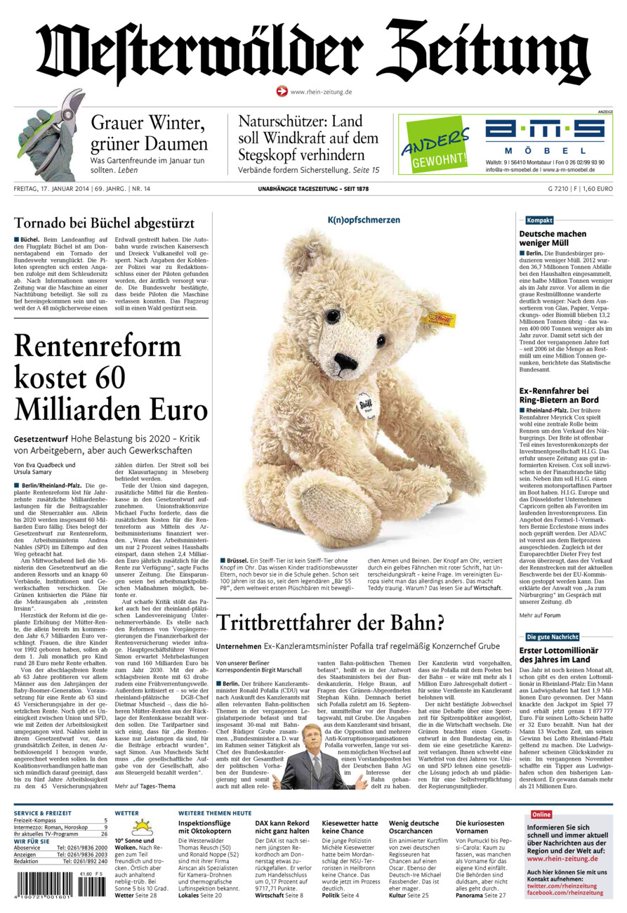 Westerwälder Zeitung vom Freitag, 17.01.2014