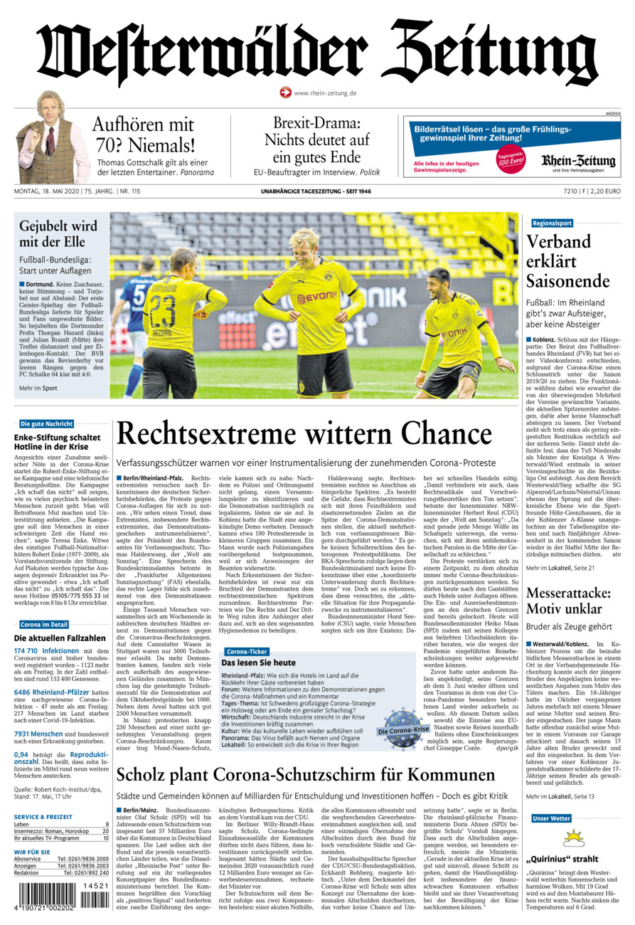 Westerwälder Zeitung vom Montag, 18.05.2020