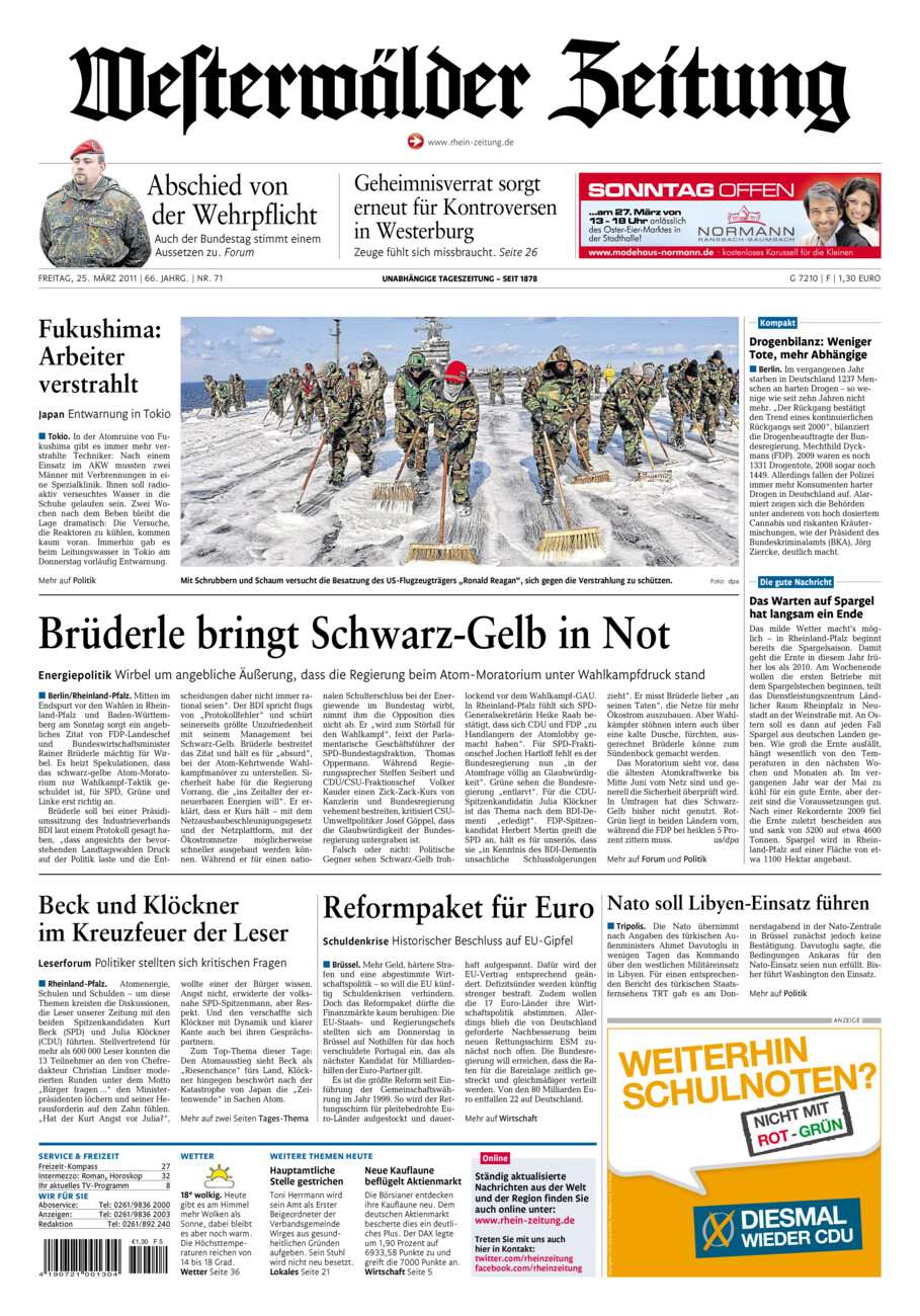 Westerwälder Zeitung vom Freitag, 25.03.2011
