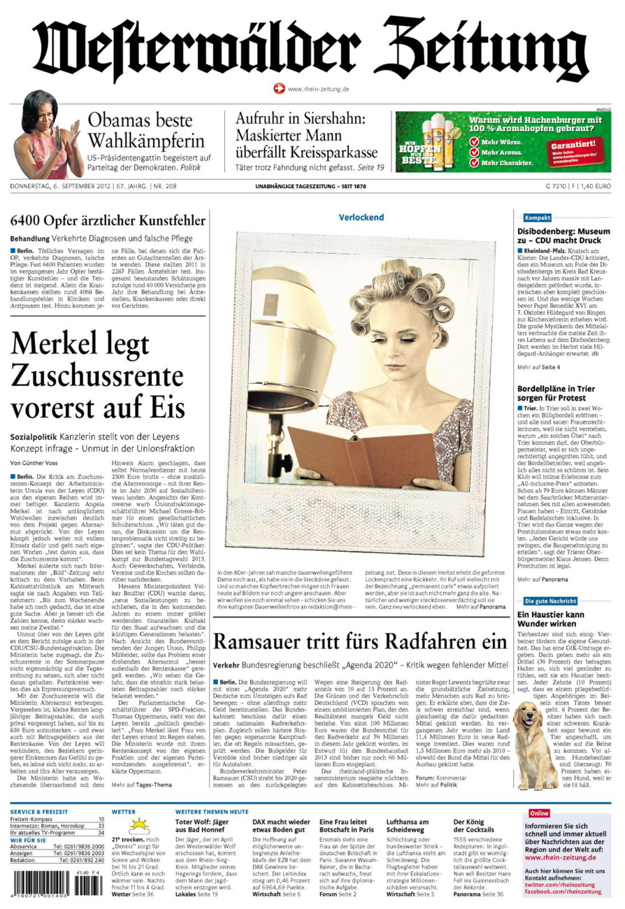 Westerwälder Zeitung vom Donnerstag, 06.09.2012