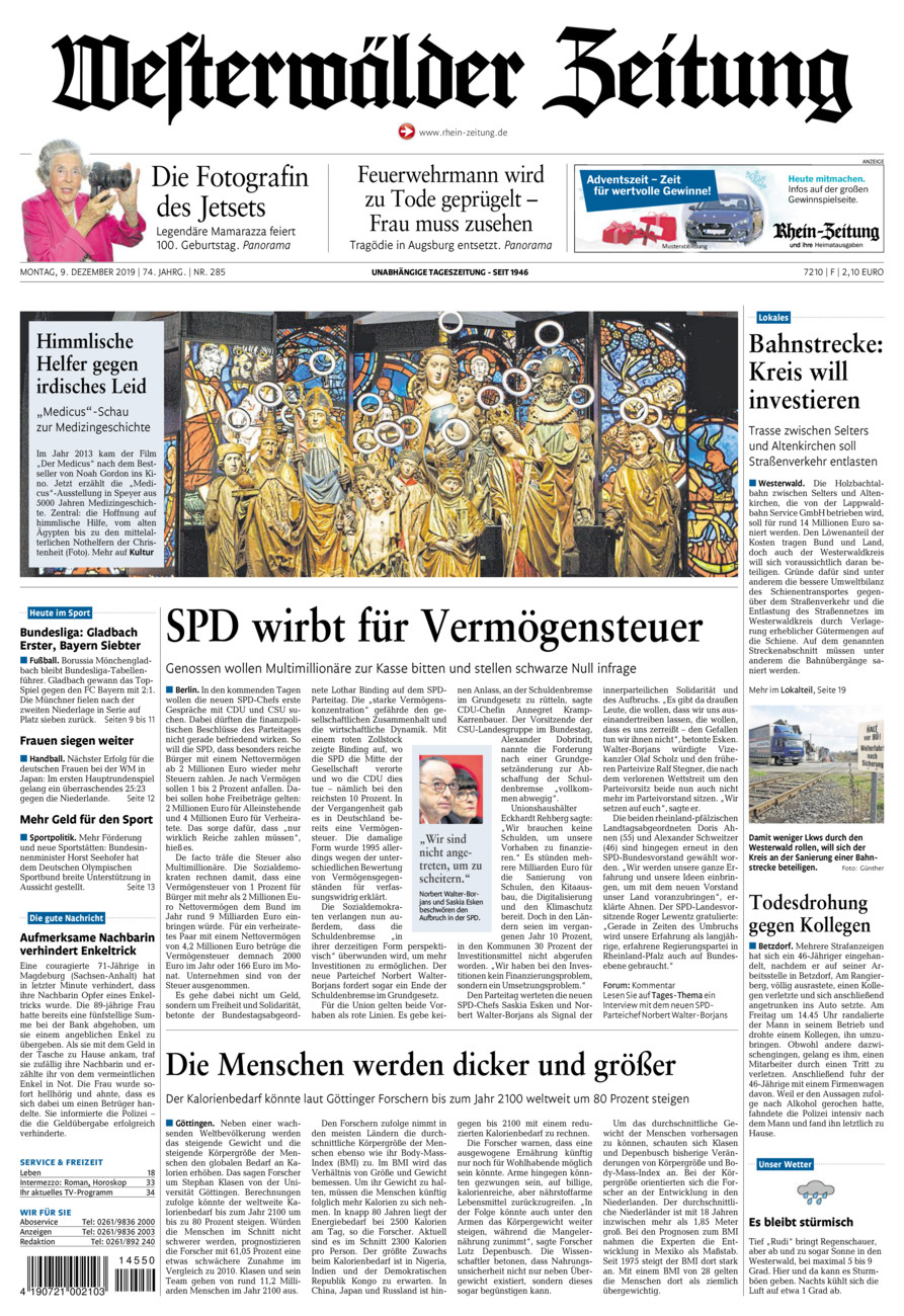 Westerwälder Zeitung vom Montag, 09.12.2019