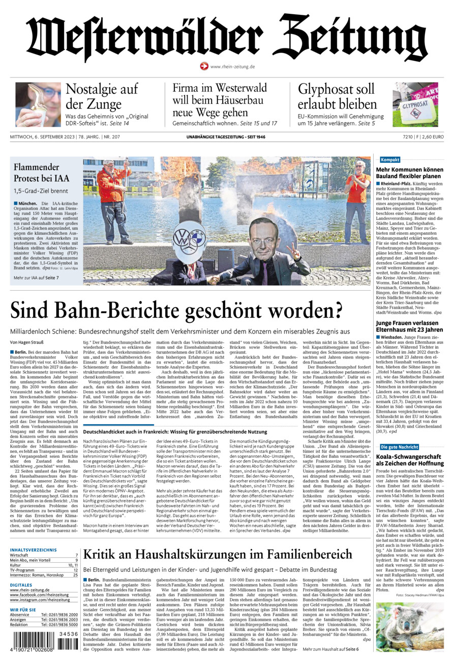 Westerwälder Zeitung vom Mittwoch, 06.09.2023