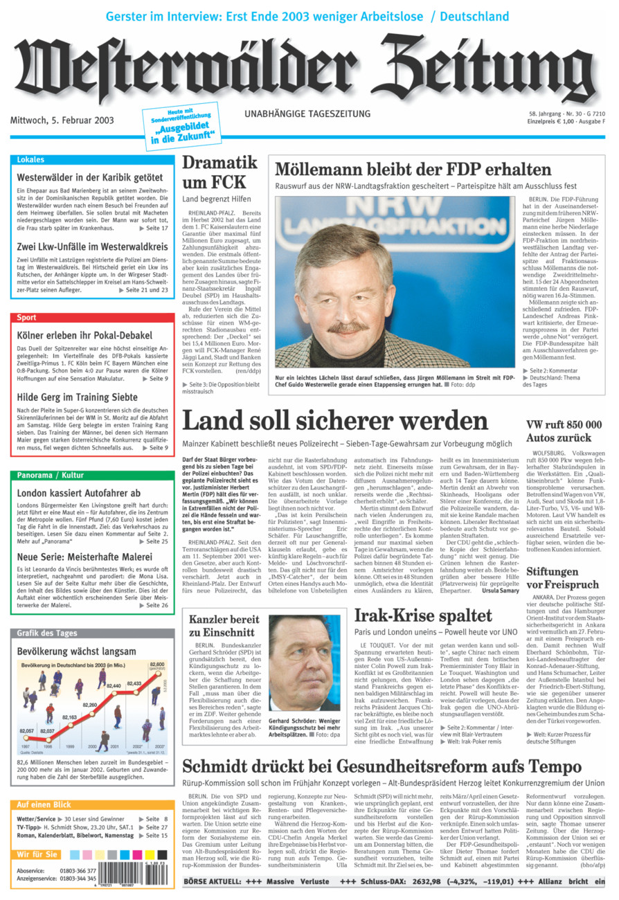 Westerwälder Zeitung vom Mittwoch, 05.02.2003