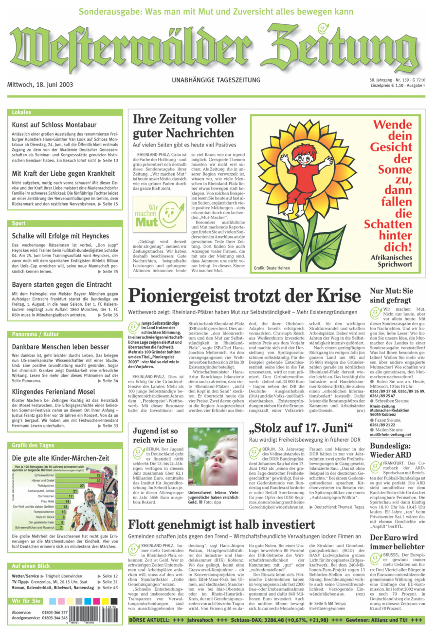Westerwälder Zeitung vom Mittwoch, 18.06.2003