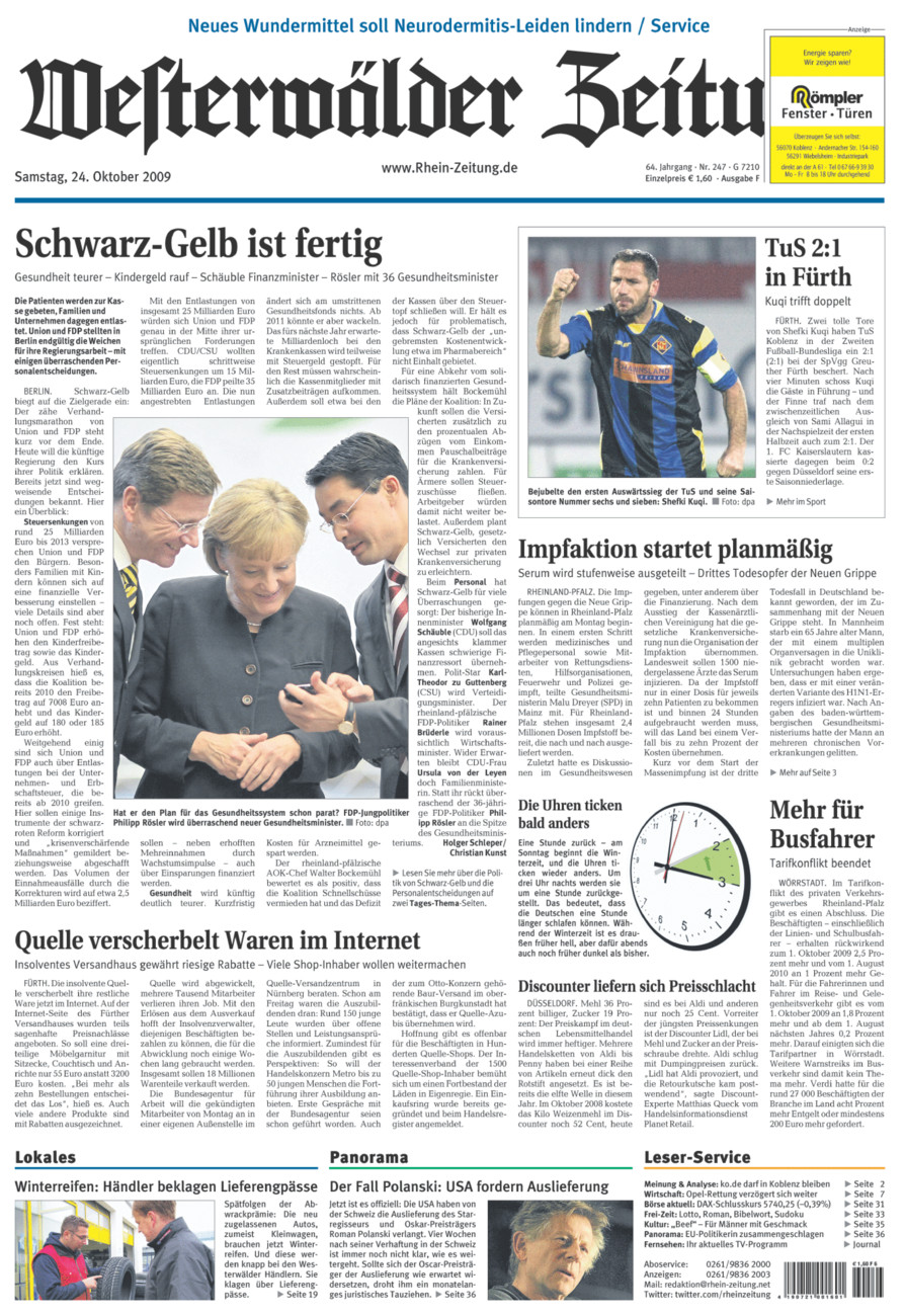 Westerwälder Zeitung vom Samstag, 24.10.2009