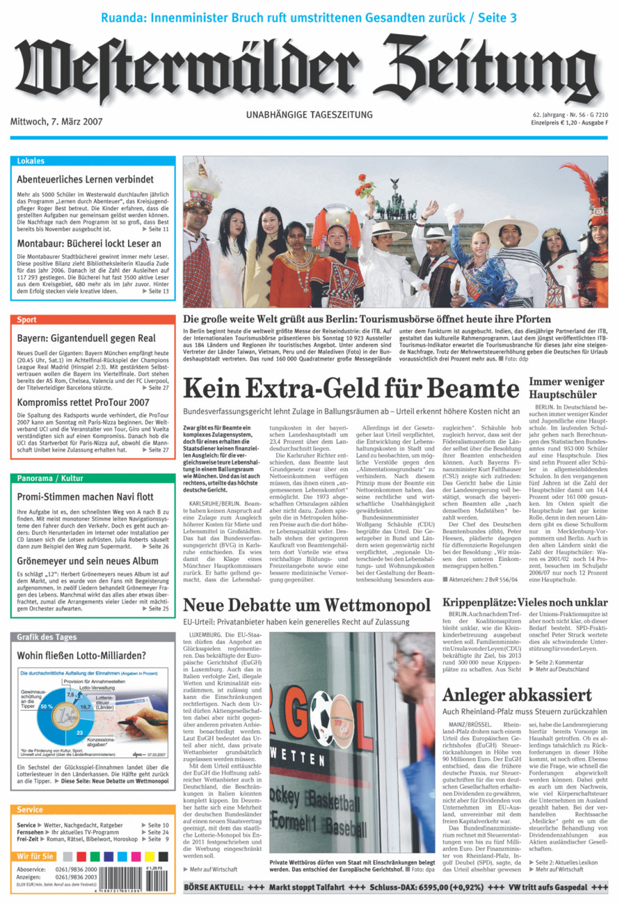 Westerwälder Zeitung vom Mittwoch, 07.03.2007