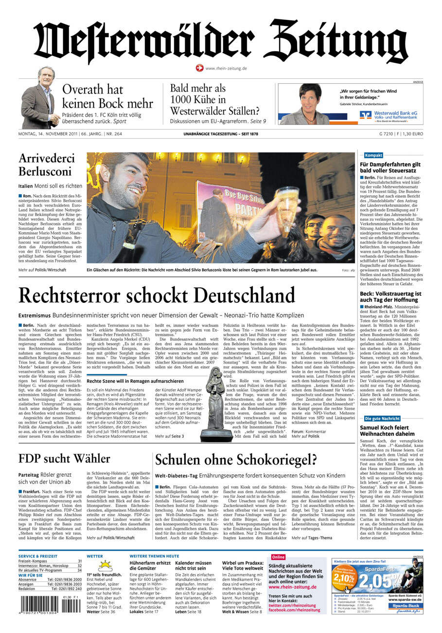 Westerwälder Zeitung vom Montag, 14.11.2011