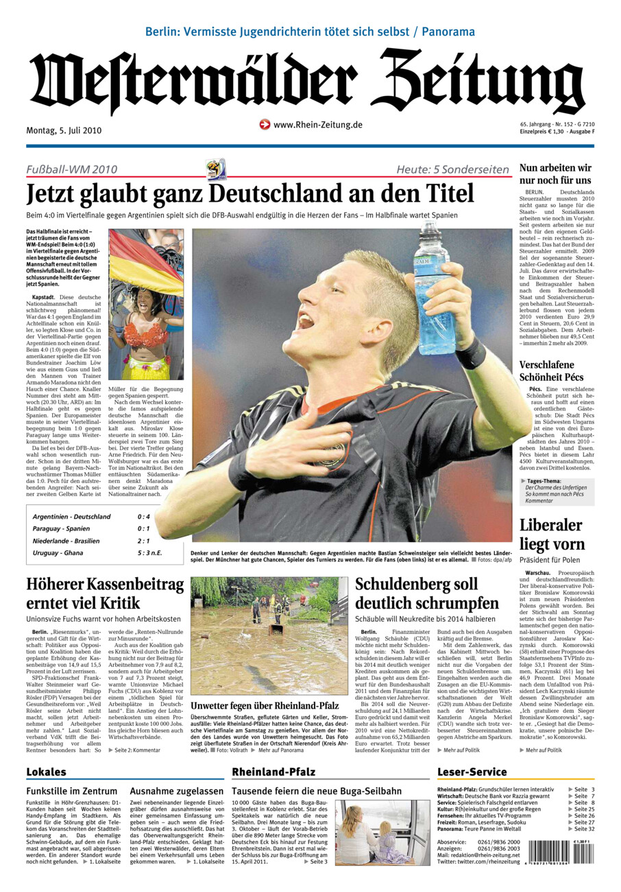 Westerwälder Zeitung vom Montag, 05.07.2010
