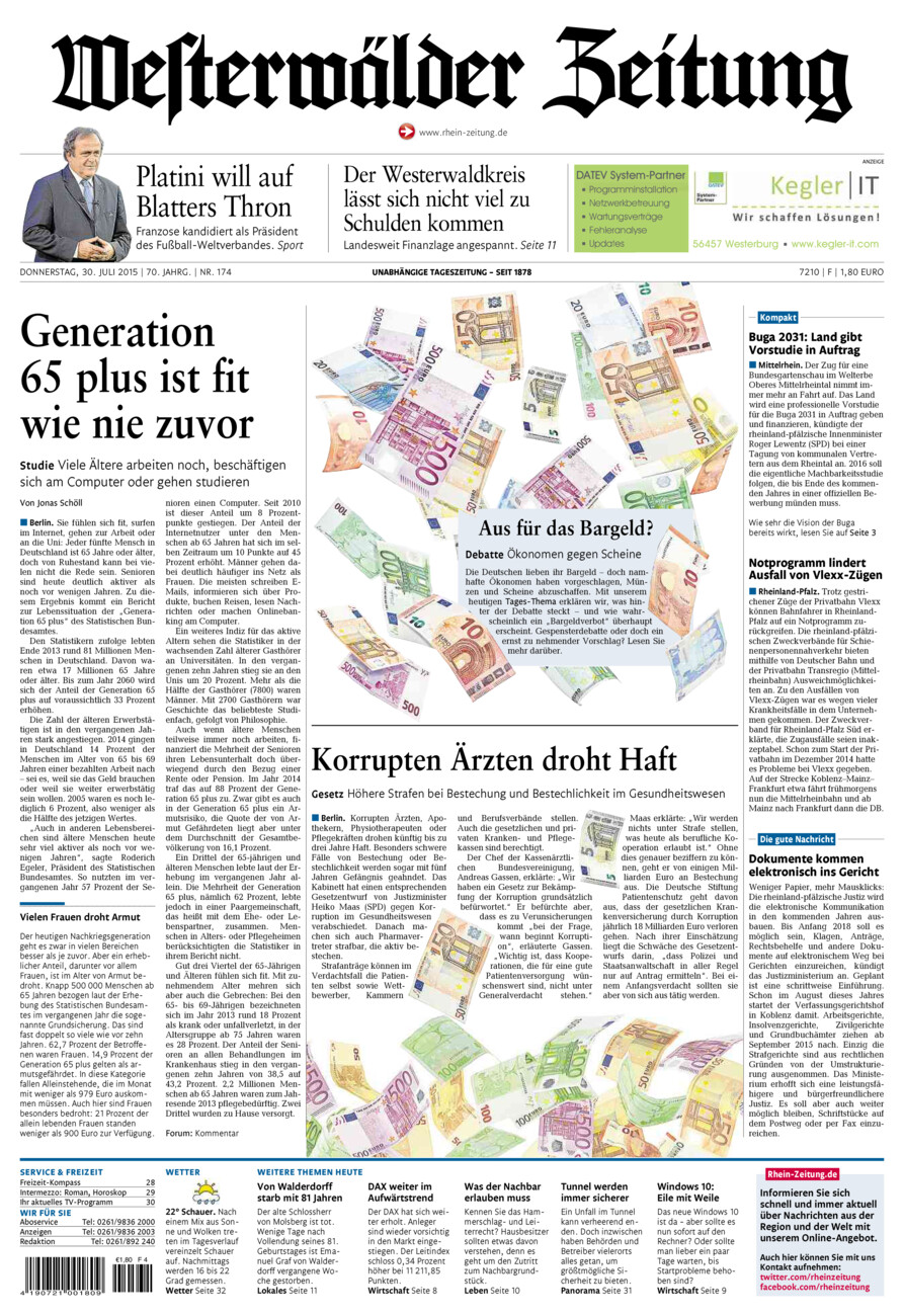 Westerwälder Zeitung vom Donnerstag, 30.07.2015